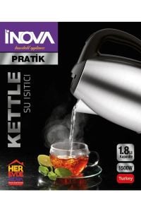 İnova Pratik Paslanmaz Çelik Kettle Su Isıtıcısı 360 Dönebilen Gövde Pratik 89/2812