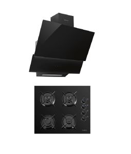 Luxell 2'li Ankastre Set OC88 Siyah Cam Ocak/ DA6 835 Davlumbaz Kumandalı