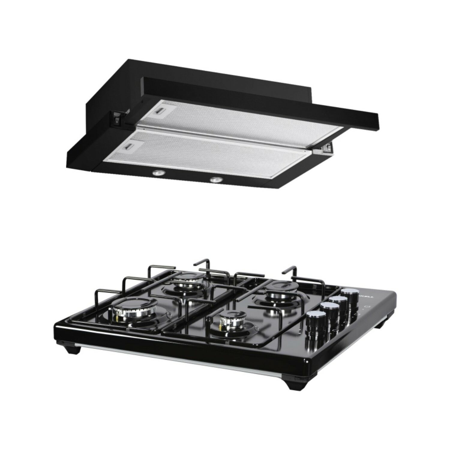 Luxell Siyah Aspiratörlü Set Üstü Ocaklı Takım (DS6-905 Aspiratör + LX-420F Ocak)