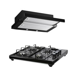 Luxell Siyah Aspiratörlü Set Üstü Ocaklı Takım (DS6-905 Aspiratör + LX-420F Ocak)
