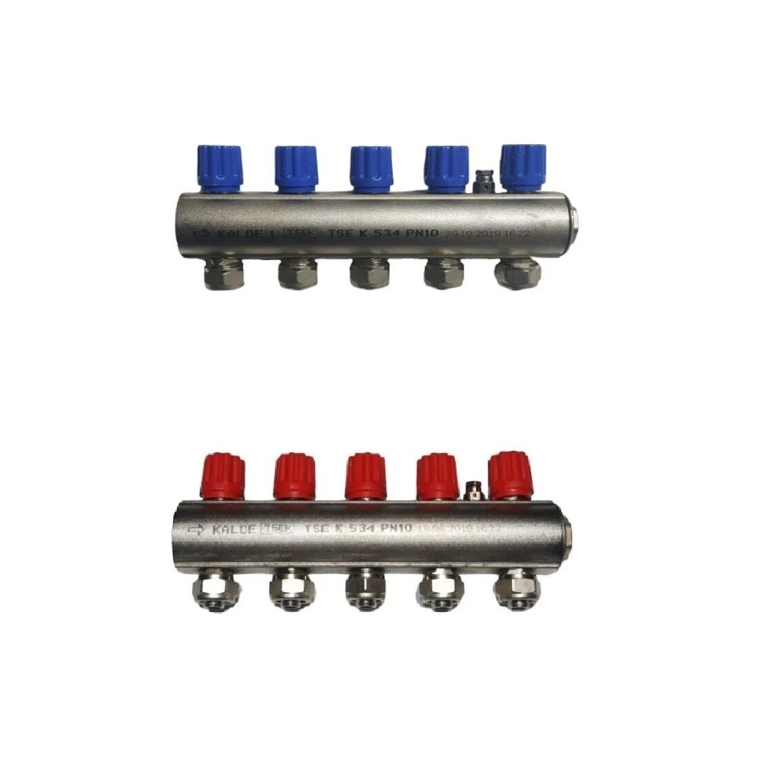 Kalde 1 inç Kırmızı Mavi Kendinden Vanalı Kollektör 5 Ağızlı Set
